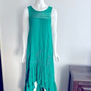 free people green embroidered dress Free People Bali Floral-embroidered Woven Mini Dress Light Green Free People